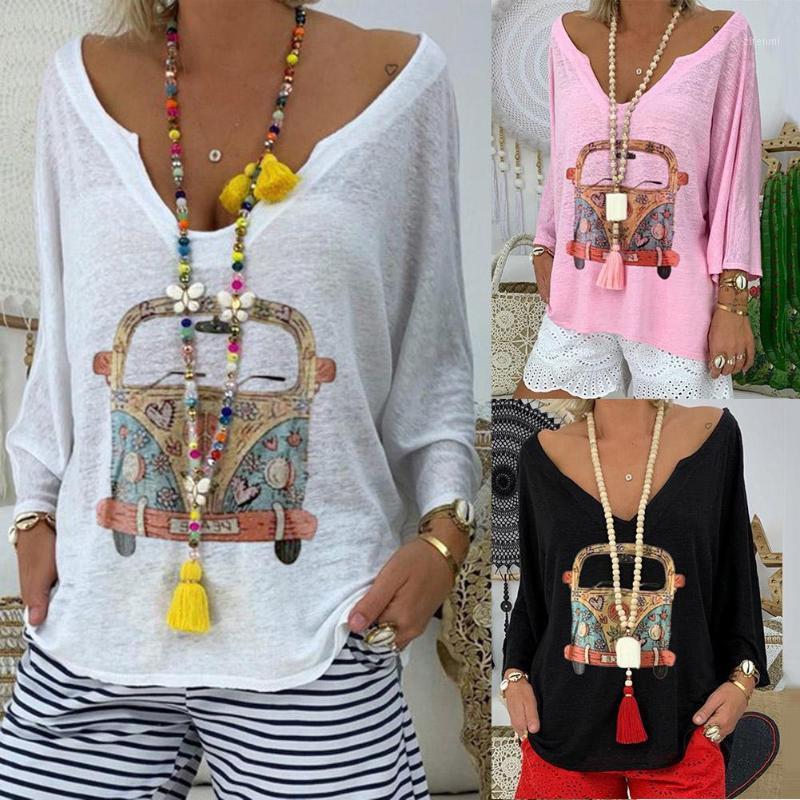 

Women O-Neck Shirt Blouse Summer Casual Three-Quarter Sleeve Pullover Plus Size Print Female Blusa Top Vintage Long Women' Blouses & Shirts, Black