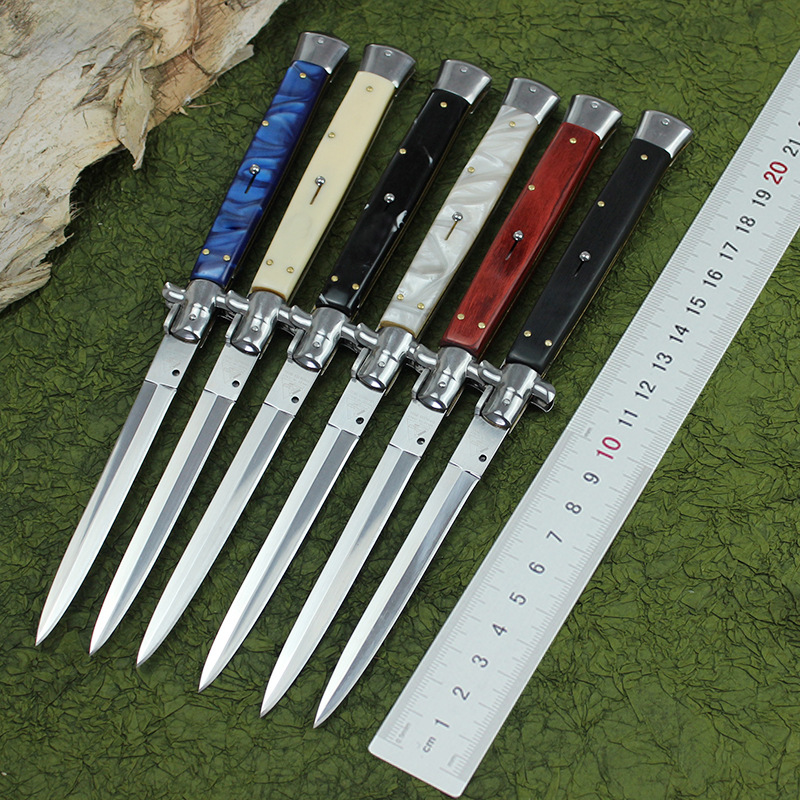 

13 Inch Italian AB Mafia Stiletto Horizontal Tactical Folding Knife 440C Blade Camping Hunting auto Knives 9 10 11 C85 535 537 940 9400 EDC Tools Good quality