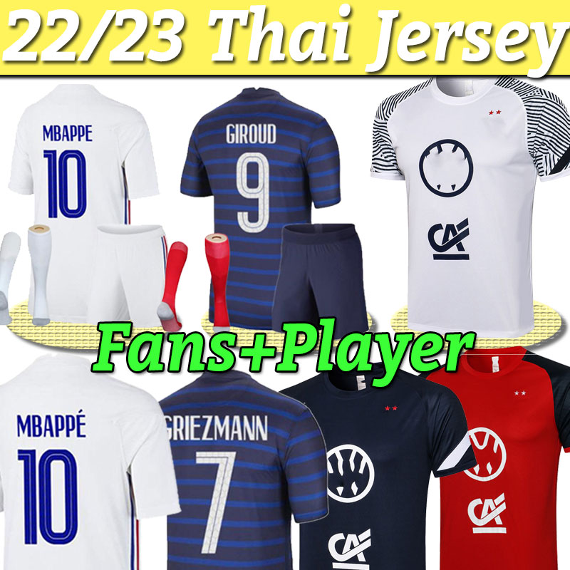 French Soccer jerseys women 2022 2023 GRIEZMANN POGBA MBAPPE BENZEMA GIROUD KANTE home away Francia Football shirts men + kids kit Maillot de foot t