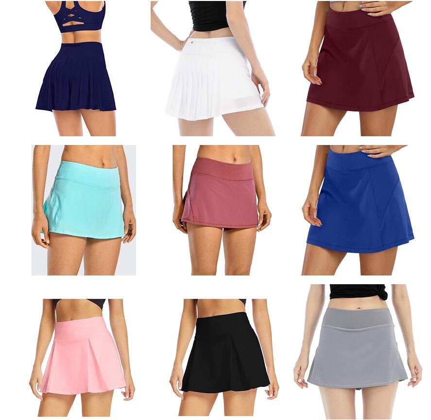 

A 9 Colors Skirt Tennis Women Skirts Pleated Yoga Short Skirt Gym Athletic Clothes Woman Running Fitness Golf Pants Shorts Sports Back Waist Pocket Zipper B, I need look other product