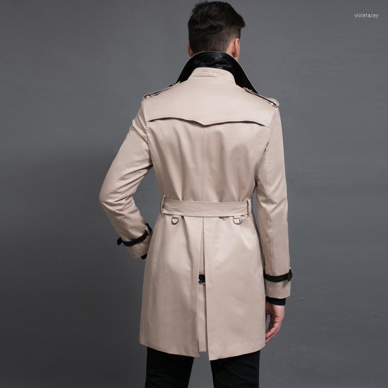 

Men' Trench Coats Men' Brand Casual Windproof England Spring Slim Double-breasted Coat Overcoat Business Jackets -6xlMen' Viol22, Beige