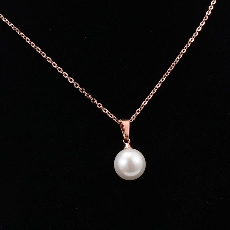 

18kgp Titanium Steel Pearl Necklace Female Pendant Women Choker Gold Chain Jewelry