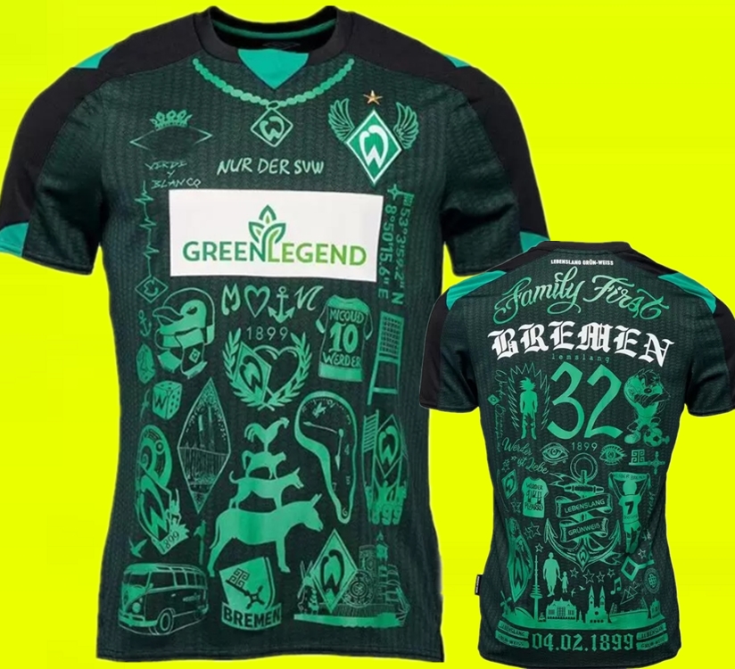 

21 22 Werder Bremen SPECIAL SOCCER JERSEY Marvin Ducksch Leonardo Bittencourt BLACK GREEN 2021-2022 How Deep is Your Love FOOTBALL SHIRTS TOP THAILAND QUALITY