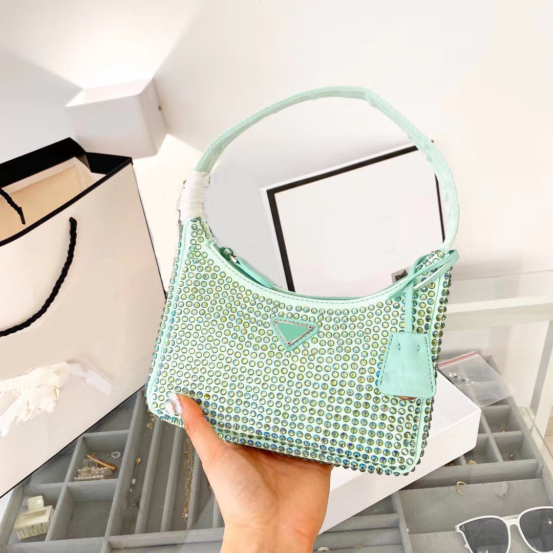 

2005 Designers Bags womens 5A quality Women Nylon Bags handbags Pink Light Green Black White Rhinestone Purses Designer Shoulder Bag Multi Pochette wallet Handbag, Box