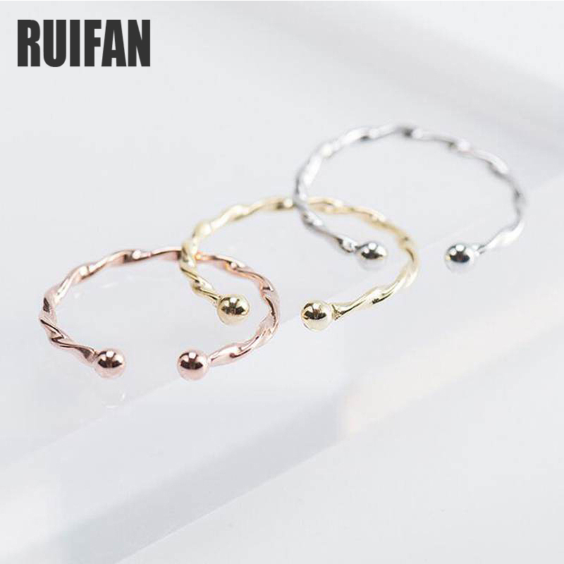 

Ruifan Fashion Twist Ring Silver Gold Rose Gold Color Round Open 925 Sterling Silver Thin Rings for Women Female Jewelry YRI071 220716