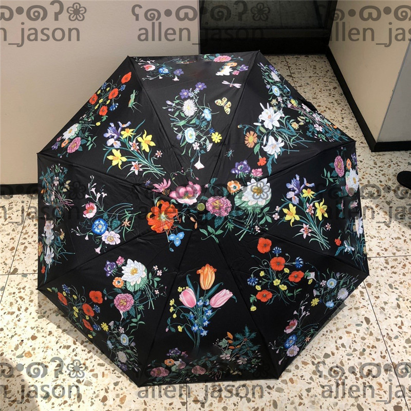 

Floral Europe Sun Umbrellas Hipster Automatic Folding Designer Luxury Umbrellas High Quality Outdoor Travel Multifunction Windproof Rainy Umbrellas, As pic;with box