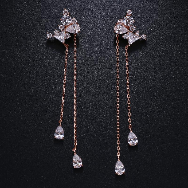 

Stud Emmaya Zircon Cute Long Crystal Ear Earrings For Women Rose Gold Piercing Jewelry BrincosStud