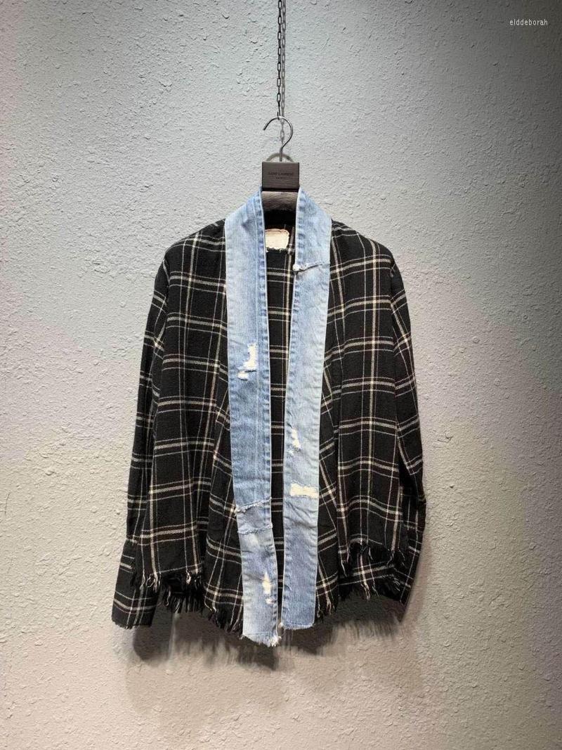 

Men' Casual Shirts Men And Women Streetwear Flannel Plaid Japanese Cardigan Kimino ShirtMen' Eldd22, As pic