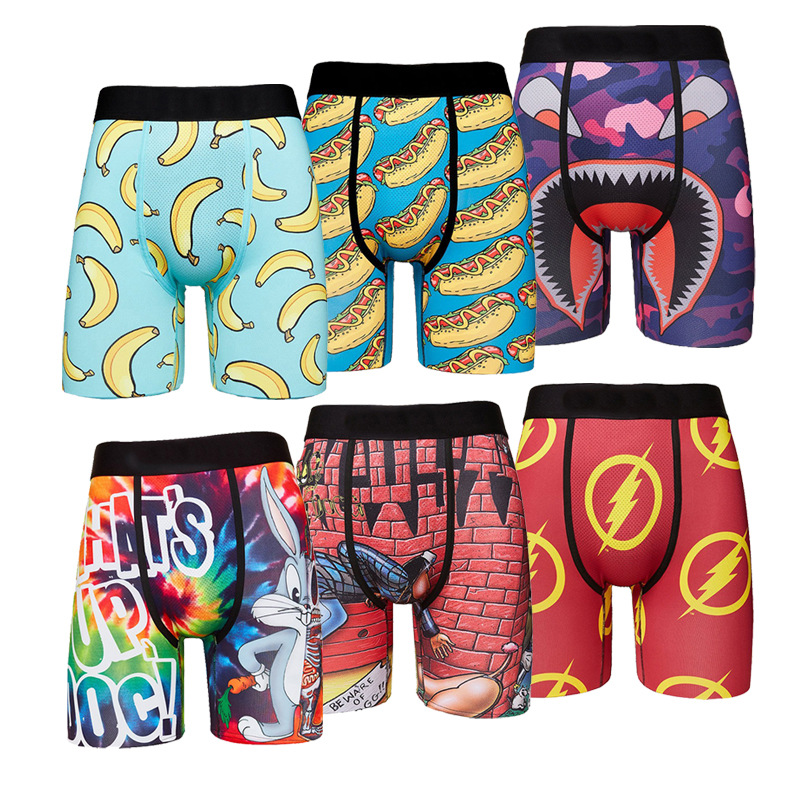 PSD Underpants Men Unisex Boxers Breif Pattern Shorts Pants Sports Hip Hop Rock Excise Underwear Skateboard Street Fashion Streched S-2XL