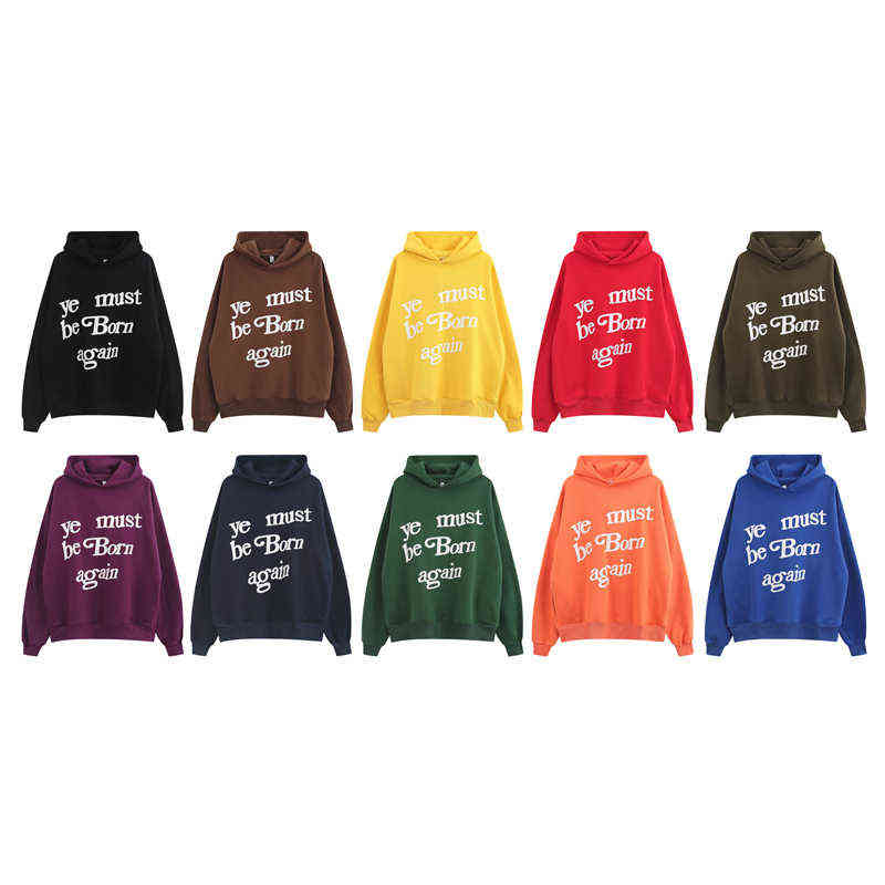 

Hip-Hop Ye Must Born Weather Letter Sweater Puff pastry Print Loose Tij Top Sweatshirts T220721, K05