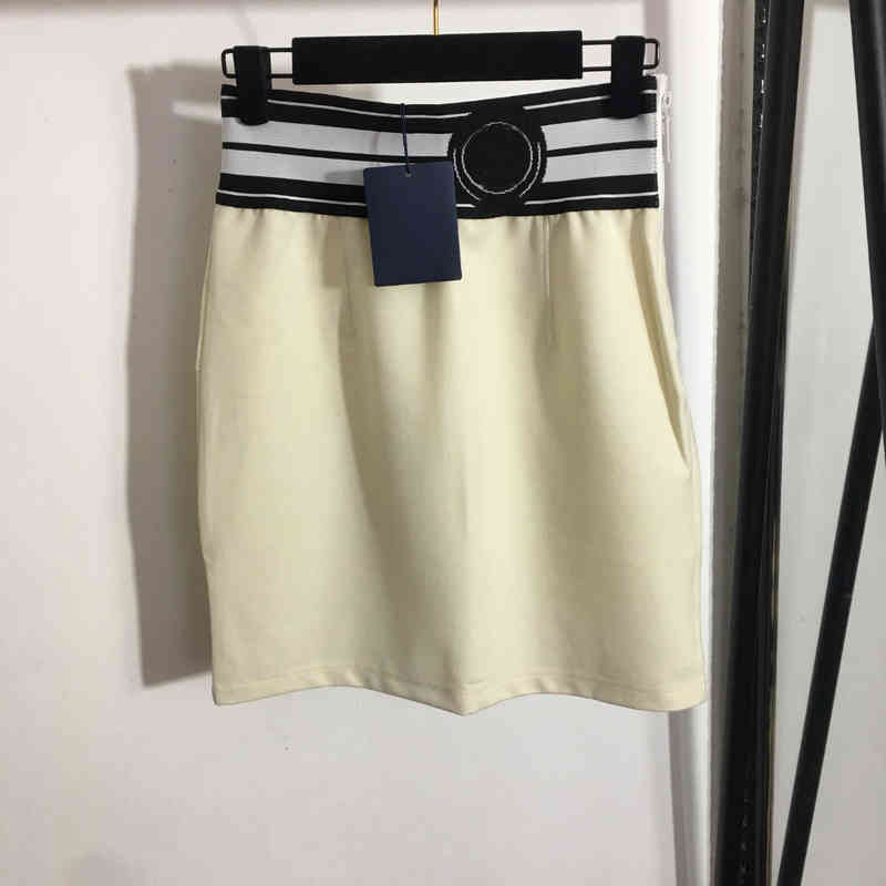 

Designer Womens Skirts Solid Color High Waist Strip Pattern Decorative Short Skirt Fashion Summer Dress Slim Brand Trend High-End Women Clothing