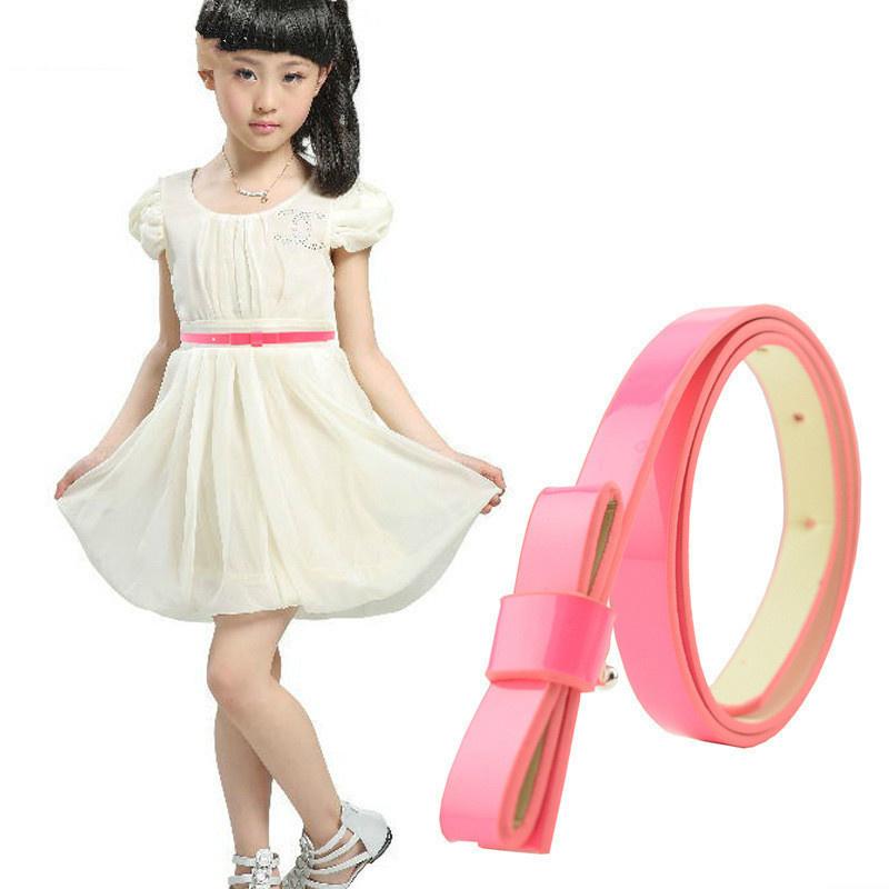 

Belts 2022 Multicolor Optional 100% Of Goods Wholesale Fashion Joker Bowknot Adornment Kids Belt Female High Quality PU, Black