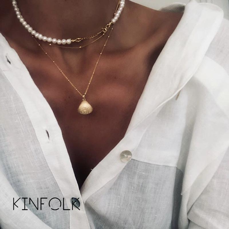 

Pendant Necklaces Boho Pearl Gold Chains Necklace For Women Bohemian Chocker Chain Set Womens Jewelry 2022Pendant