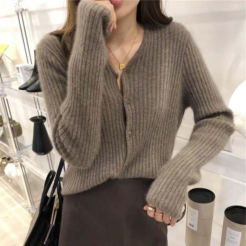 

Women' Knits & Tees Autumn Winter Women Elegant Casual V Neck Long Sleeve Solid Color Cardigan Sweater Single Breasted Knitted Tops -2XL 2, Auburn