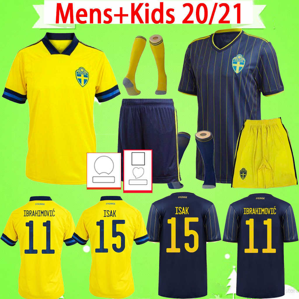 

Mens Kids Kit with socks 20 21 Sweden Soccer Jerseys National Team IBRAHIMOVIC FORSBERG boys set LARSSON EKDAL ISAK 2021 2022 Home Away, 2020 2021 with socks