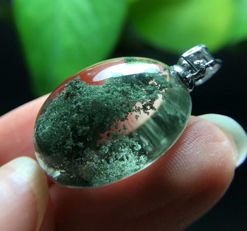 

Pendant Necklaces Genuine Natural Green Phantom Quartz Crystal Round Ball Sphere Women Man Lucky Wealthy 22x16x10mm CertificatePendant Neckl