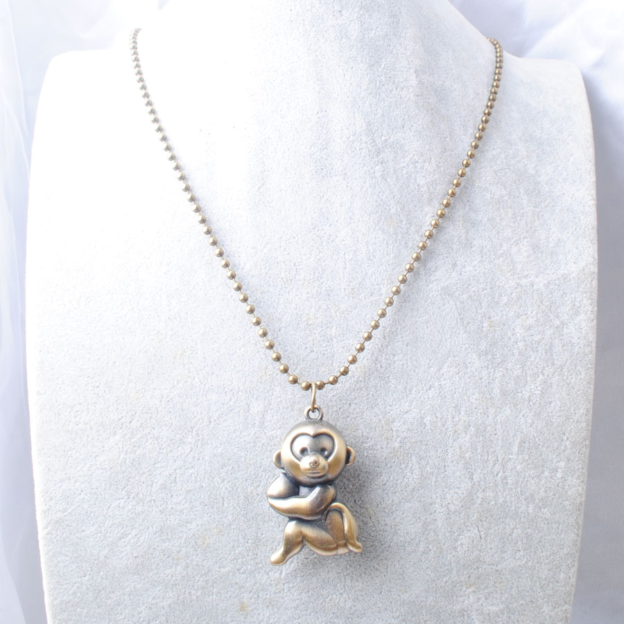 Ancient Copper monkey Pendant Gift Fit Men Girl Boy Long Chain Metal Suspension Necklace Jewelry C066-image-790099886