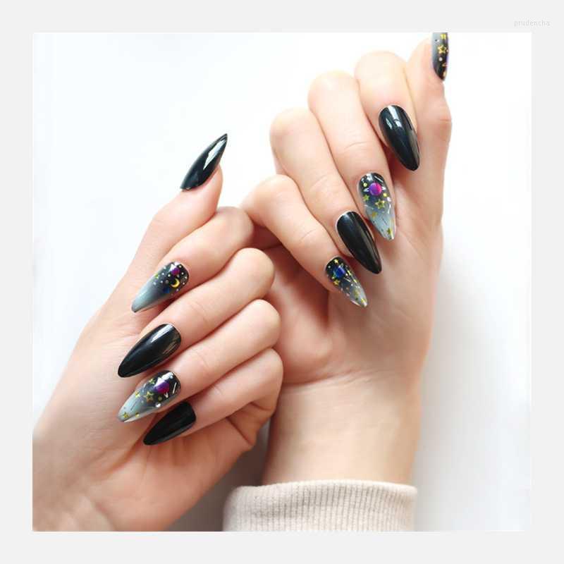 

False Nails 24Pcs/Set Nail Art Almond Multicolor Wearable Press On Full Cover Artificial Finished Fingernails Fashion Manicure Prud22, 0067-lj05