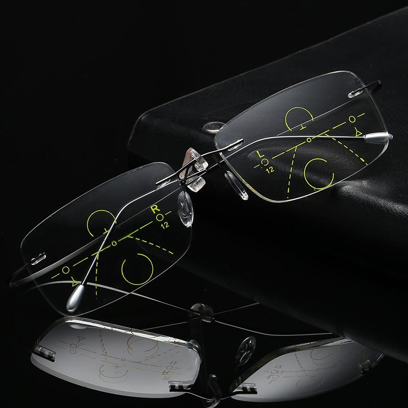 

Sunglasses Titanium Rimless Progressive Multifocal Multifocus Multi Focus Reading Glasses Transition Men Eyewear Hyperopia Presbyopia Reade