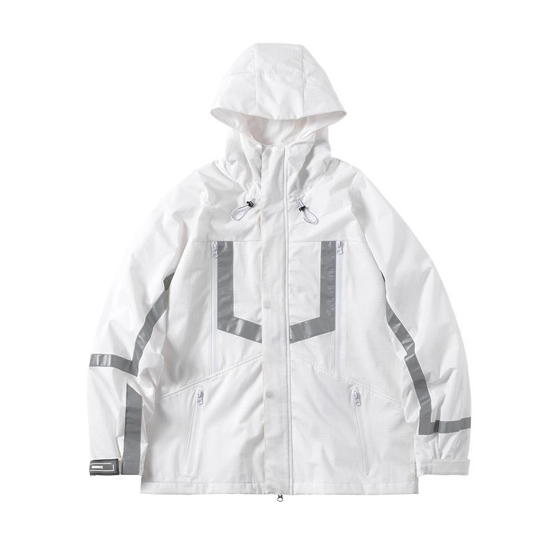 

Men's Jackets Enshadower Plaid Reflective Stripes Jacket EDR-0523 White Techwear Streetwear NinjawearMen's, As pic