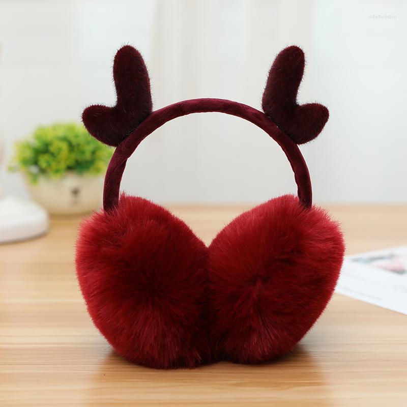 

Berets Christmas Antlers Earmuffs Fur Elk Earmuff Solid Color Ladies Winter Warm Comfortable Deer EarwarmersBerets, 01