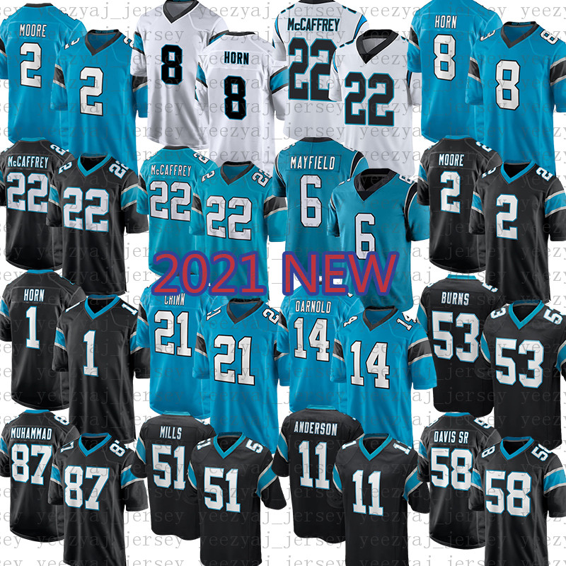 

D.J. Moore Baker Mayfield Football Jersey Christian McCaffrey Jaycee Horn Jeremy Chinn Sam Darnold Ickey Ikem Ekwonu Brian Burns Carolinas Marshall Jr. Panther, Mens-heib