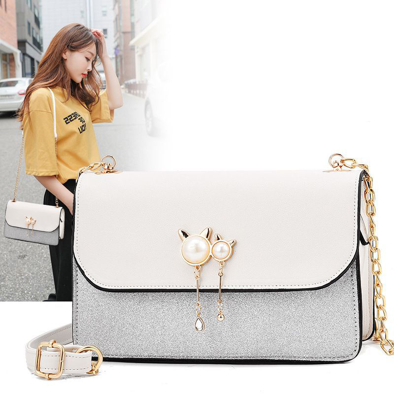 Myyshop Lady mignon sacs à bandoulière chat petite perle épaule sac à main femmes longue bourse BB011