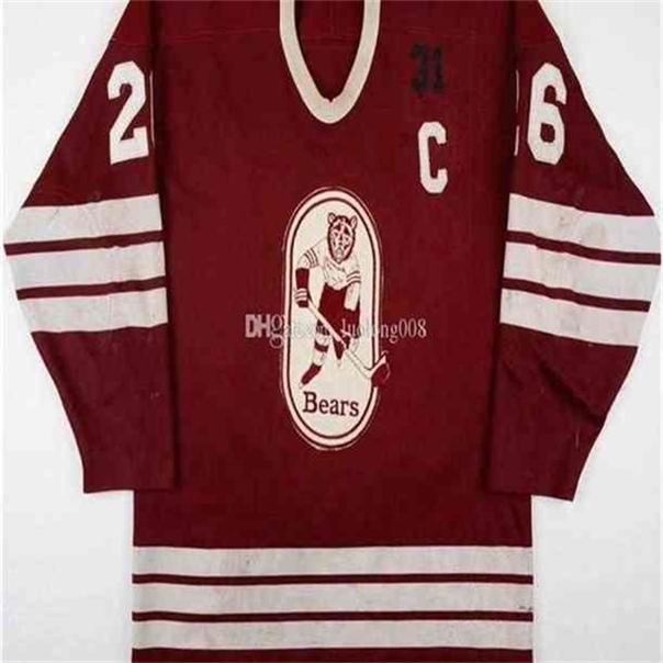 

C26 Nik1 2020 Vintage HERSHEY BEARS# Don Nachbaur Jeff Brubake Hockey Jersey Embroidery Stitched Customize any number and name Jerseys Hockey Jersey, 26