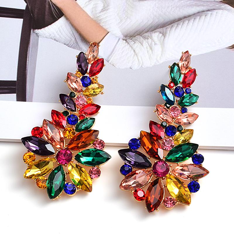 

Dangle & Chandelier Arrive Long Metal Colorful Crystal Drop Earrings High-Quality Fashion Rhinestones Jewelry Accessories For Women Wholesal