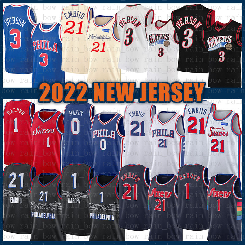 

Philadelphias 76er Basketball Jersey Mens 3 6 Joel Embiid James Harden Tyrese Maxey 21 1 0 Allen Iverson Julius Erving Grey Gradient