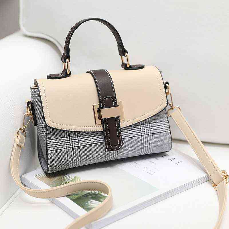 

Evening Bags Contrast Color Plaid Pu Leather Crossbody for Women 2022 Female Shoulder Hand Bag Ladies Fashionable Purses and Handbags 220727, Apricot bag