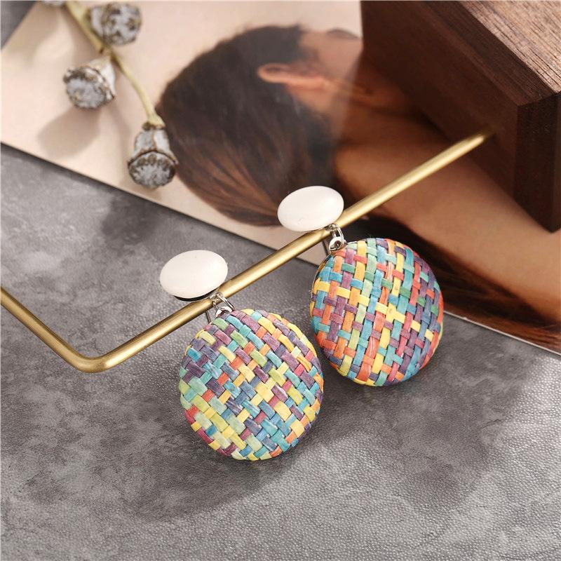 

Clip-on & Screw Back Fashion Creative Retro Simple Color Weave Round Earrings For Women Grace Lovely Circular Shape Jewelry 2022 GiftsClip-o