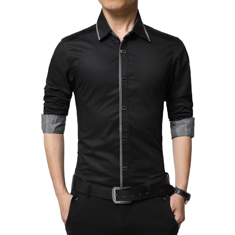 

Men's Casual Shirts TFETTERS Spring Autumn Cotton Dress High Quality Mens Shirt Men Plus Size 4XL Slim Fit Social, White;black