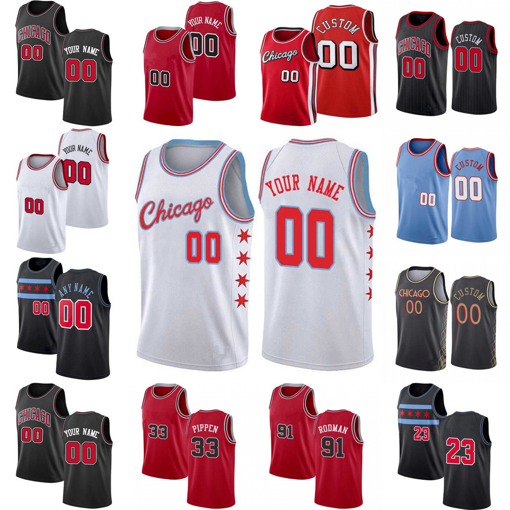 

75th Basketball Jerseys Custom Mens youth Womens Chicago''Bulls''Jersey 23 JD 45 Michael MJ Scottie 33 Pippen Dennis 91 Rodman Basketball Jerseys, Color