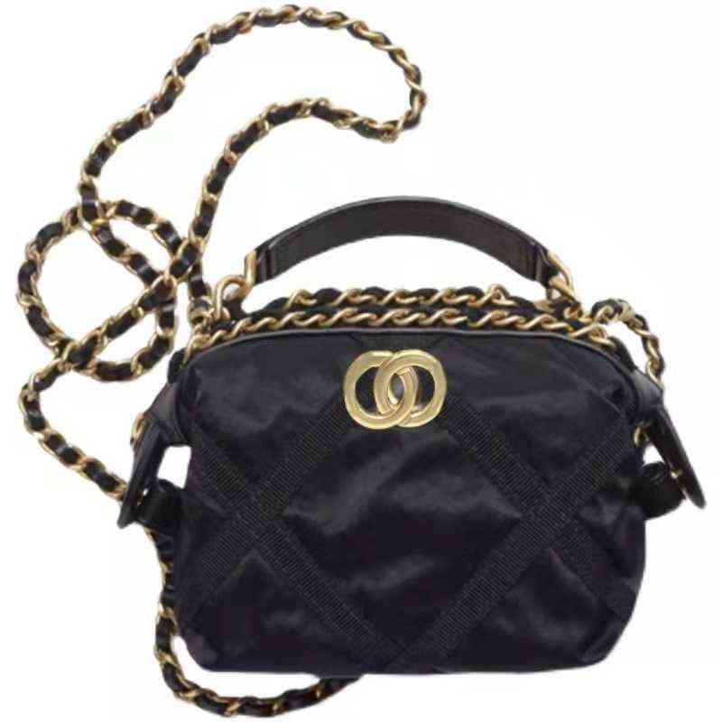 

Handbag Xiaoxiangfeng Mini Nylon Dumpling Bag Texture Leather Chain Mobile Phone Female Messenger 0722, Black