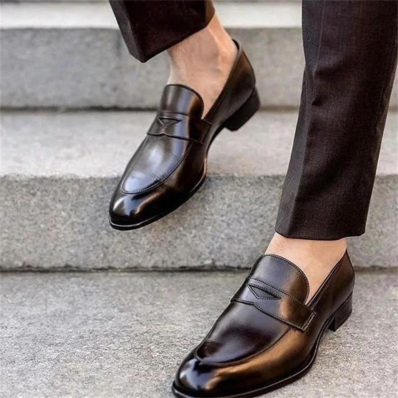 

Loafers Men Shoes PU Solid Color Fashion Business Casual Party Outdoor Daily Mask Classic Slip-On Comfortable Dress Shoes CP114, Clear