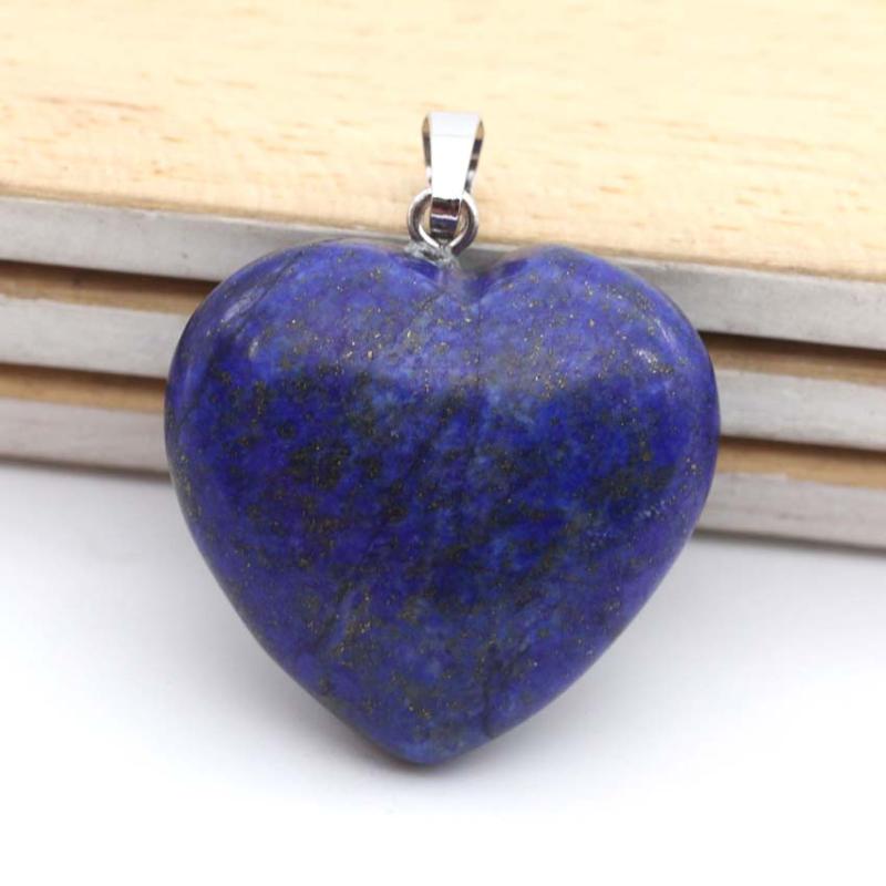 

Pendant Necklaces KFT 30x30mm Lovely Heart Shape Stone Natural Healing Crystal Quartz Amethyst Rhodonite Lapis Lazuli Necklace