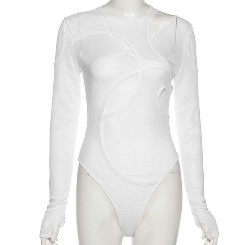 

Women' Blouses & Shirts Comfy Stylish See-Through Slim Fit Jumpsuit Lightweight Bodycon Bodysuit Elastic For SleepingWomen, White