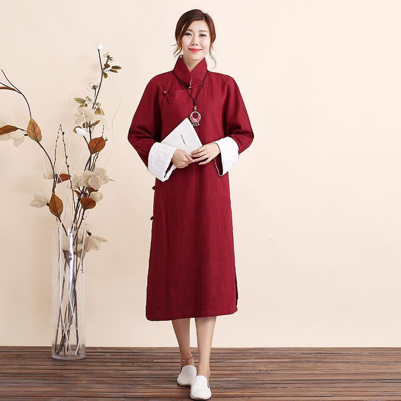 

Women' Jackets Ethnic Literature And Art Gown Vintage Linen Solid Color Xie Jin Cloth Female Chinese Style, Brown