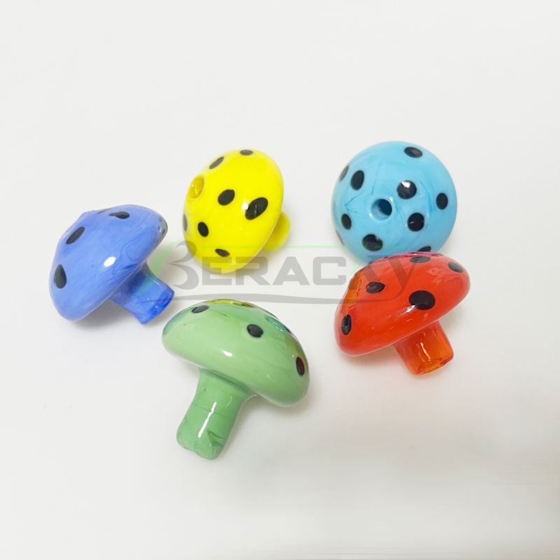 

DHL Smoking Accessories Mushroom Glass Carb Cap With Holes 30mmOD 5 Colors Heady Bubble Carb Caps For Quartz Banger Nails Water Bongs Dab Rigs