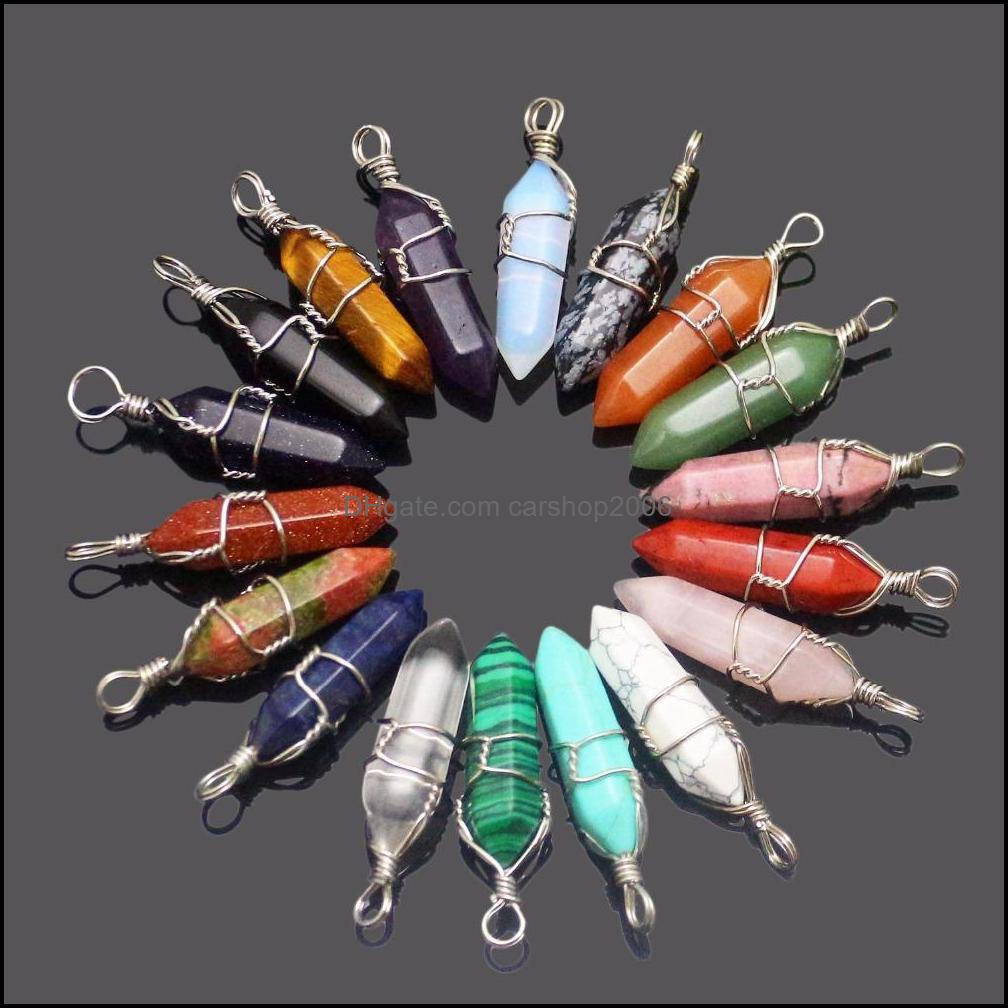 

Pendant Necklaces Wire Wrap Chakra Stone Point Pendum Healing Crystal Reiki Charms For Necklace Jewelry Making Amethyst Dhseller2010 Dhs57