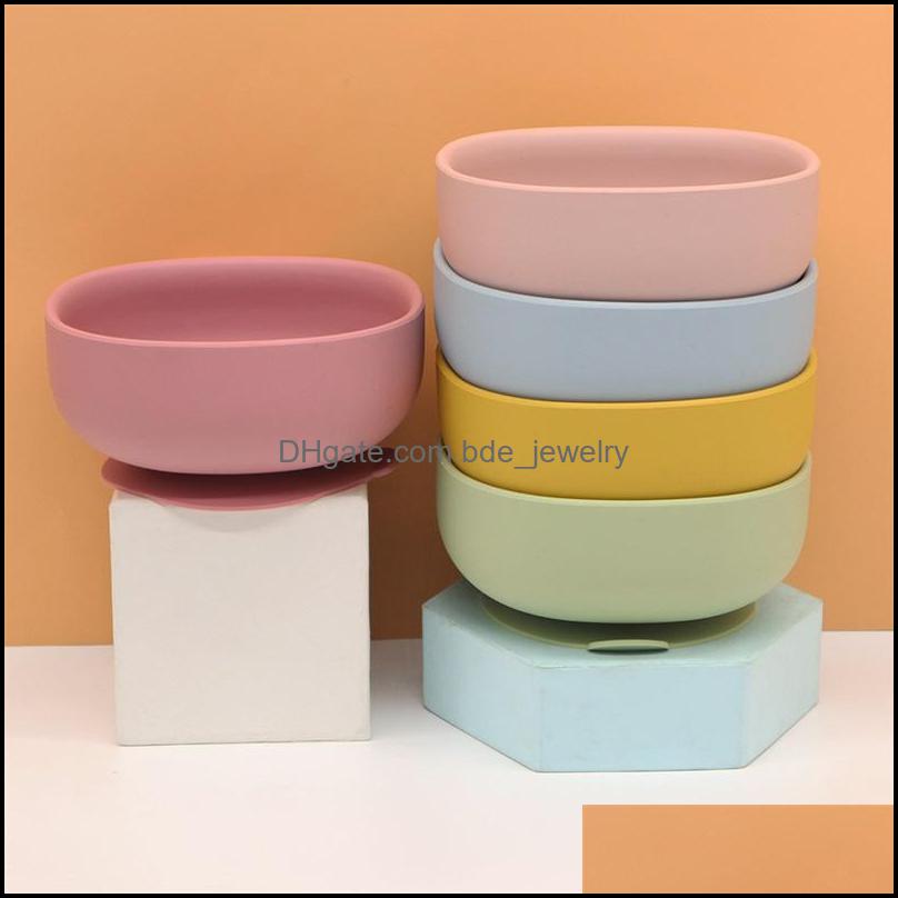

Cups Dishes Utensils New Solid Baby Feeding Bowl Food Grade Sile Bowls Plate Non-Slip Suction Kids Tablewar Bdejewelry Dhhhi