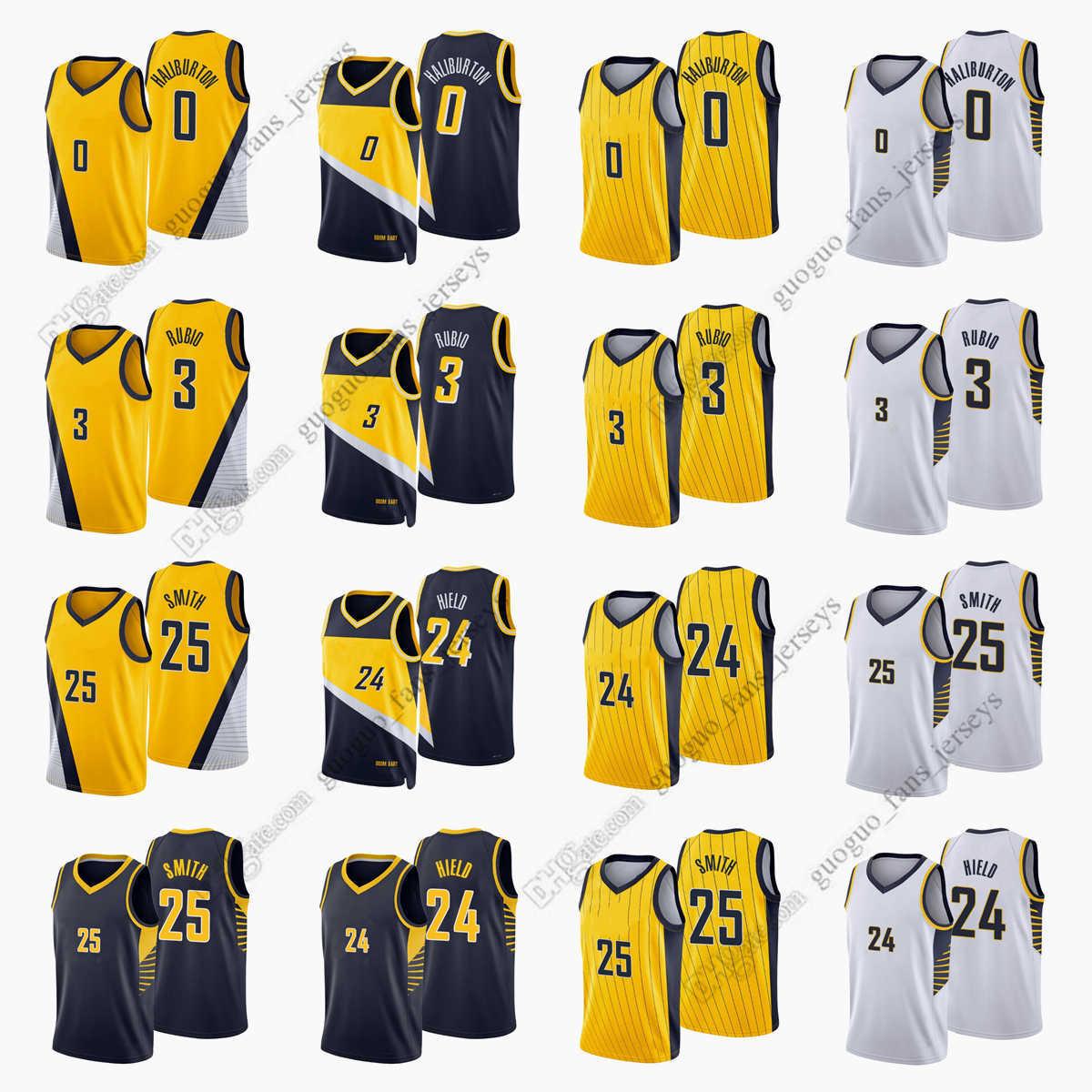 

Custom Printed 2022 New City Basketball Jerseys James Buddy 24 Hield Ricky 3 Rubio Jalen 25 Smith Tyrese 0 Haliburton White Black High Quali