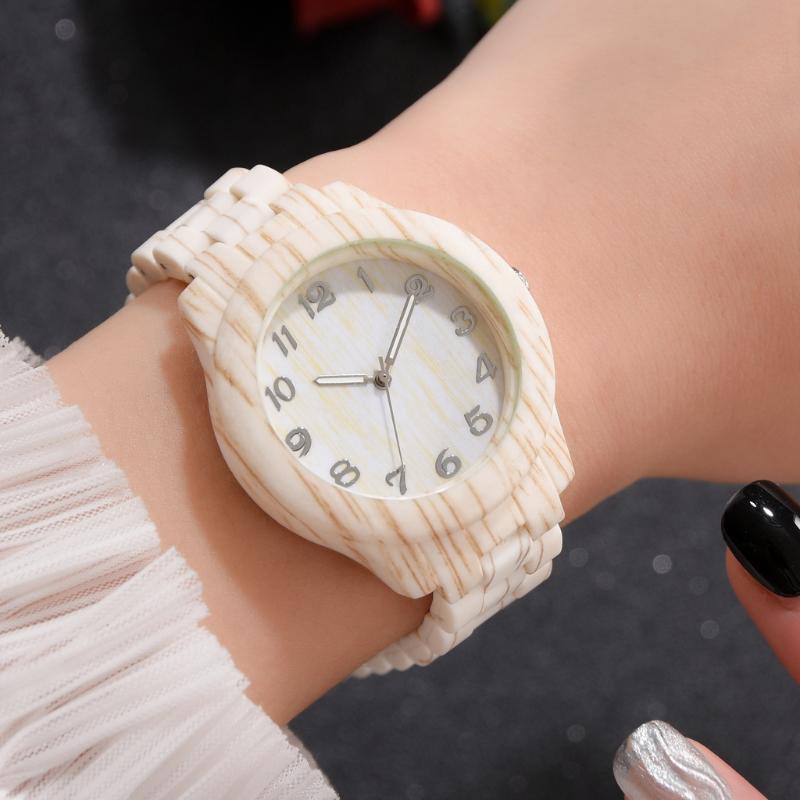 

Wristwatches Luxury Watches Women Ladies Simplicity Retro Men Design Clock Wood Grain Simple Quartz Wristwatch, Bronze