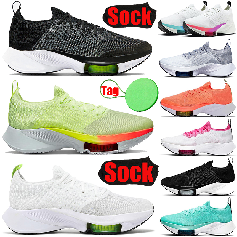

With Sock Tag Zoom Tempo NEXT% fly knit running shoes pegasus for mens womens zoomx type Pure Platinum Barely Volt Oreo men trainers sports sneakers, #1 white hyper violet
