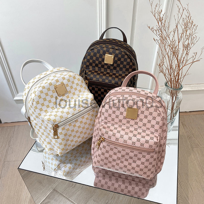 

Designer Leather Backpack Mens Woman Small New Printing Dot Fashion Double Shoulder Bag Single Shoulder Messenger Bag Light Backpack L6.29in W2.36in H7.48in, 1111