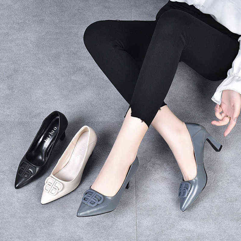 

Pointed Shallow Mouth Single Shoes Women's High Heels in Autumn Temperament Commuter Profional Work Women, Black 5cm
