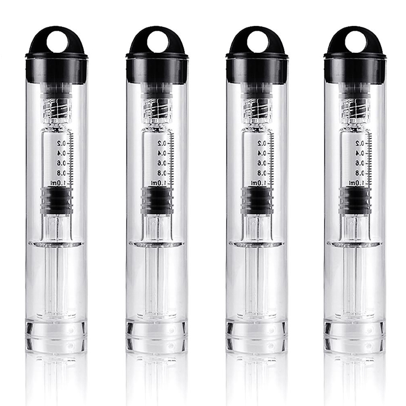 

High Quality Clear Fuel Injector 1ml Luer Lock Head Glass Disposable Syringe Pump smokin Oil For TH205 M6T Cartridge vape Atomizer with plastic tube packaging