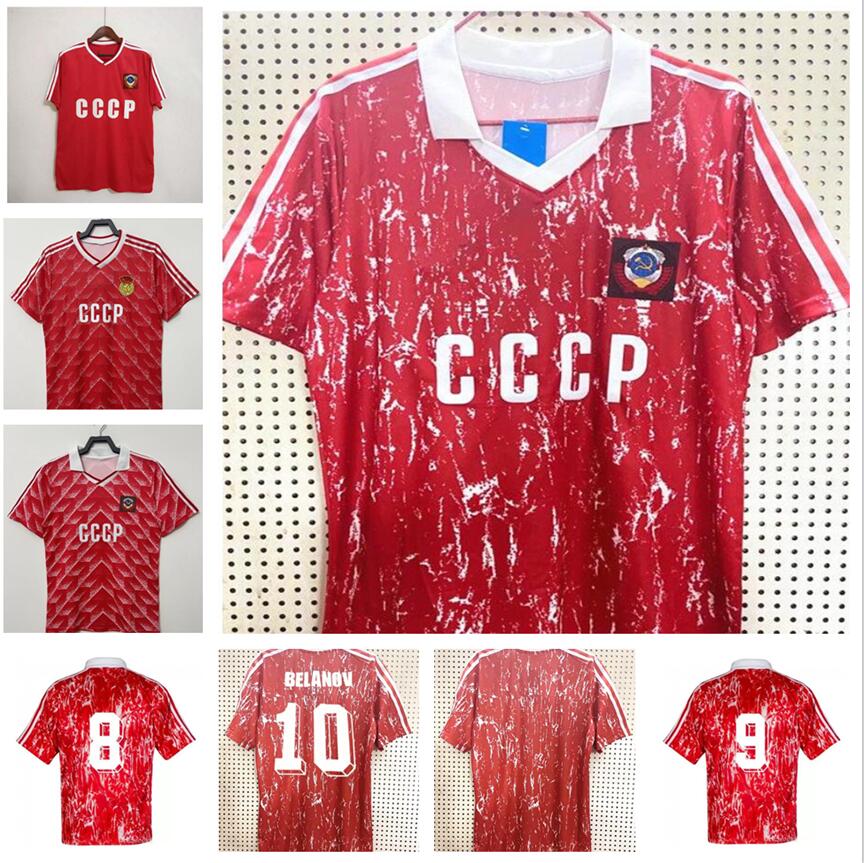 

10 PROTASOV USSR home red soccer jerseys 1986 1987 1988 1989 1990 1991 CCCP Soviet Union retro 90 football shirts Vintage Classic uniforms BELANOV DOBROVOLSKI