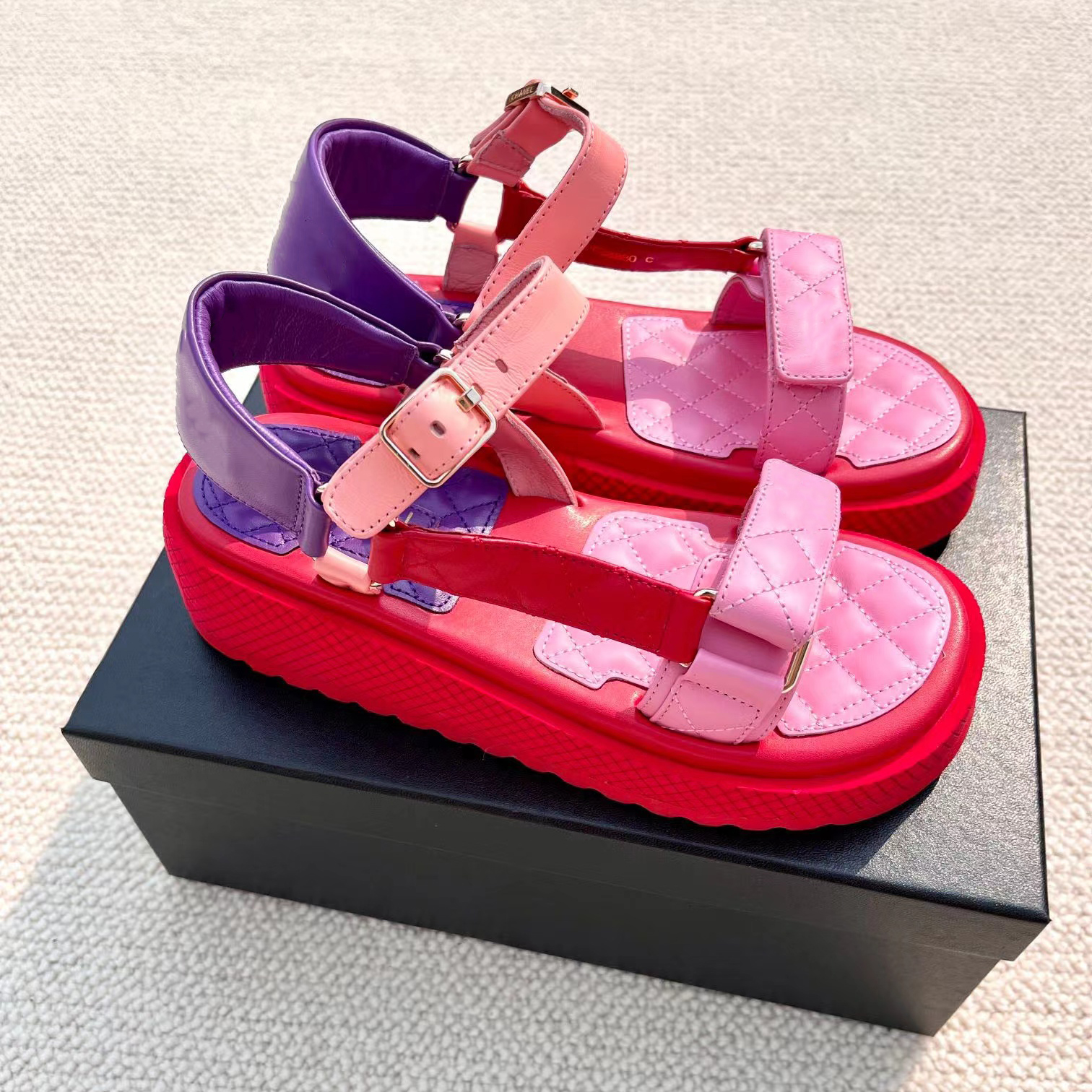 

2022 New Top designer Candy color Sheepskin leather chunky casual sandals light calfskin women shoes size 35-41 With Original Box, Other